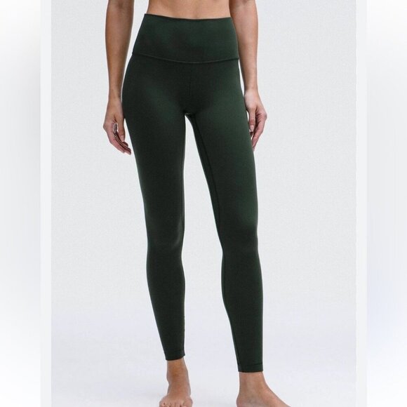 Lululemon Ready To Rulu Forest Green Soft Thick Fleece High-Rise Leggings Size 6 - Picture 1 of 8